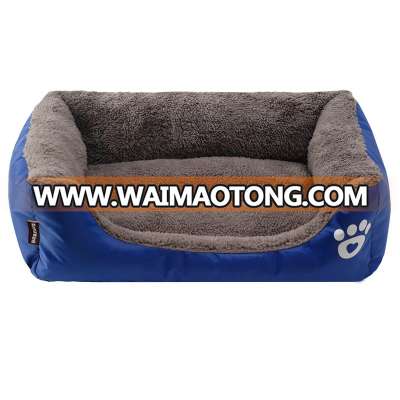 Machine Washable Ultra Soft Pet Sofa Rectangle Pet Bed with Dog Paw Printing